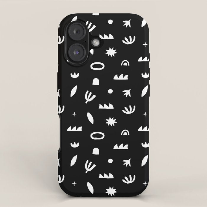 Black and white abstract organic shape pattern iPhone Case Gallery Image 1