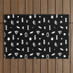 Black and white abstract organic shape pattern Outdoor Rug Gallery Image 1