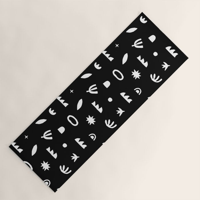 Black and white abstract organic shape pattern Yoga Mat Gallery Image 1
