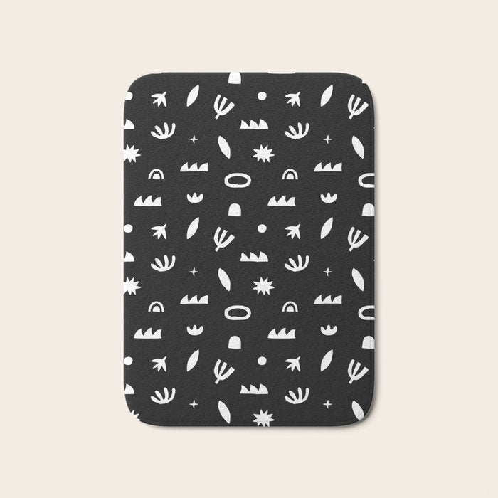 Black and white abstract organic shape pattern Bath Mat Gallery Image 1