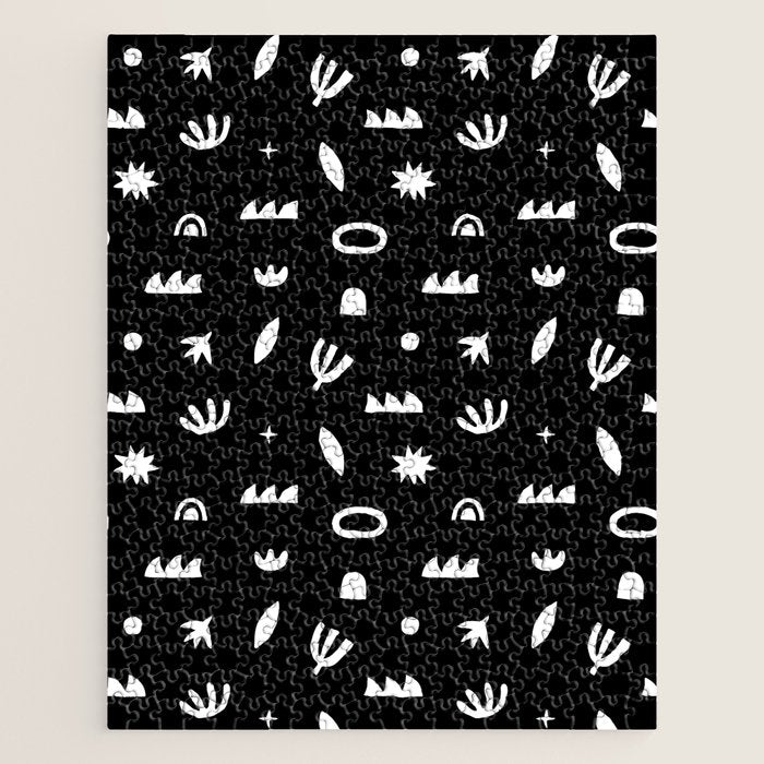 Black and white abstract organic shape pattern Jigsaw Puzzle Gallery Image 1