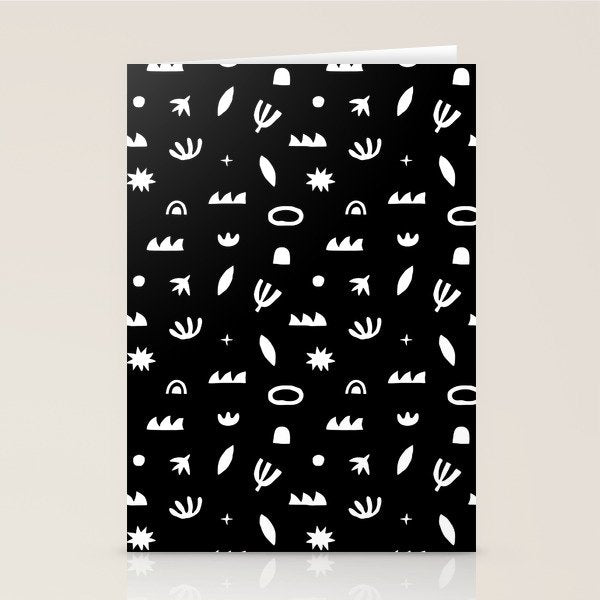 Black and white abstract organic shape pattern Stationery Card Gallery Image 2
