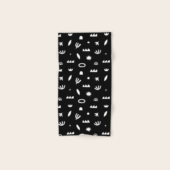 Black and white abstract organic shape pattern Bath Towel Gallery Image 1