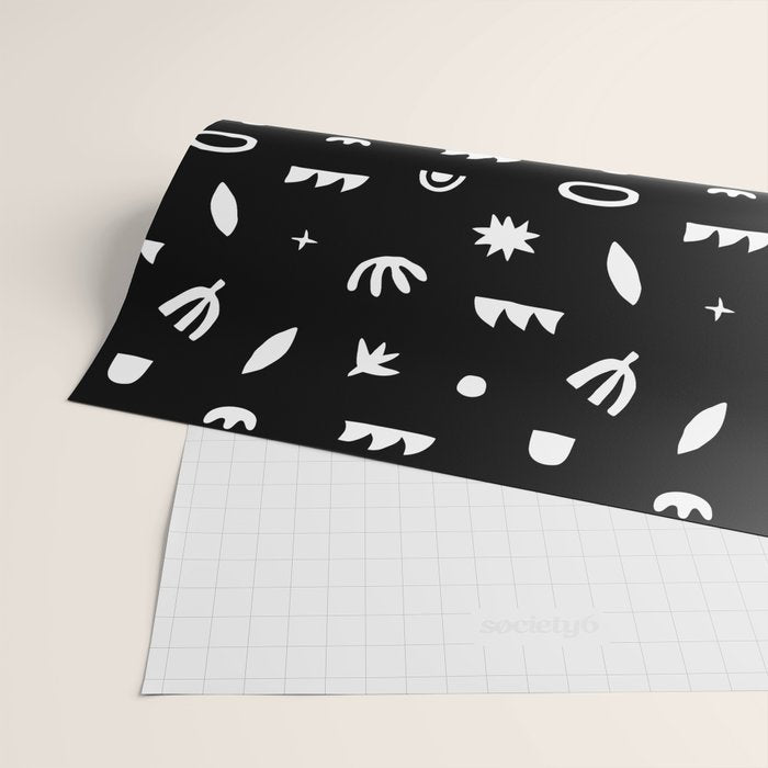Black and white abstract organic shape pattern Wrapping Paper Gallery Image 2