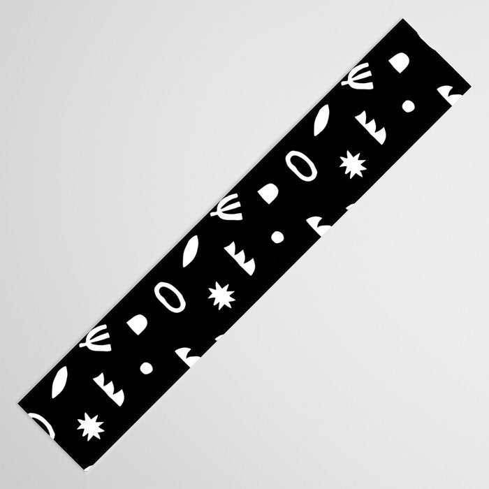 Black and white abstract organic shape pattern Table Runner Gallery Image 3