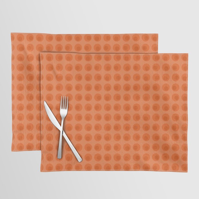 Orange 1970s Retro Inspired Polka Dot Pattern Placemat Gallery Image 1