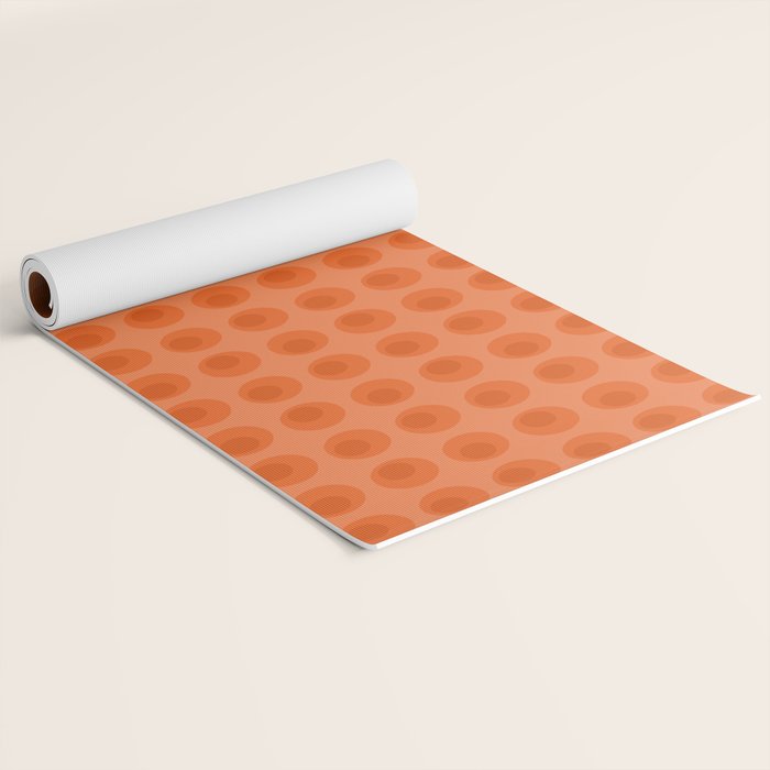 Orange 1970s Retro Inspired Polka Dot Pattern Yoga Mat Gallery Image 2