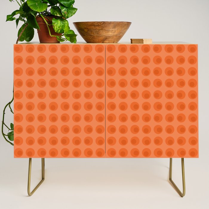 Orange 1970s Retro Inspired Polka Dot Pattern Credenza Gallery Image 1