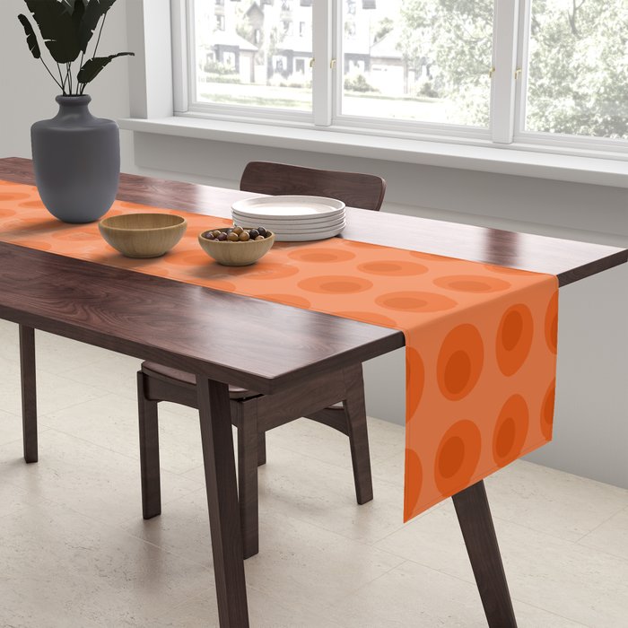 Orange 1970s Retro Inspired Polka Dot Pattern Table Runner Gallery Image 2