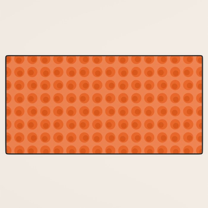 Orange 1970s Retro Inspired Polka Dot Pattern Desk Mat Gallery Image 3