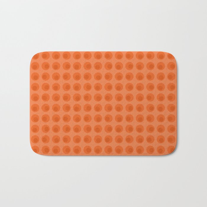 Orange 1970s Retro Inspired Polka Dot Pattern Bath Mat