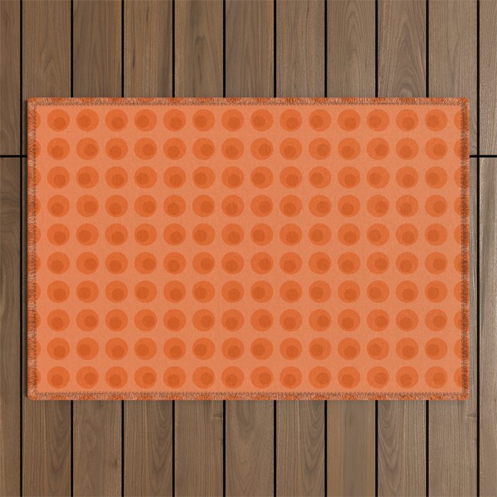 Orange 1970s Retro Inspired Polka Dot Pattern Outdoor Rug Gallery Image 1