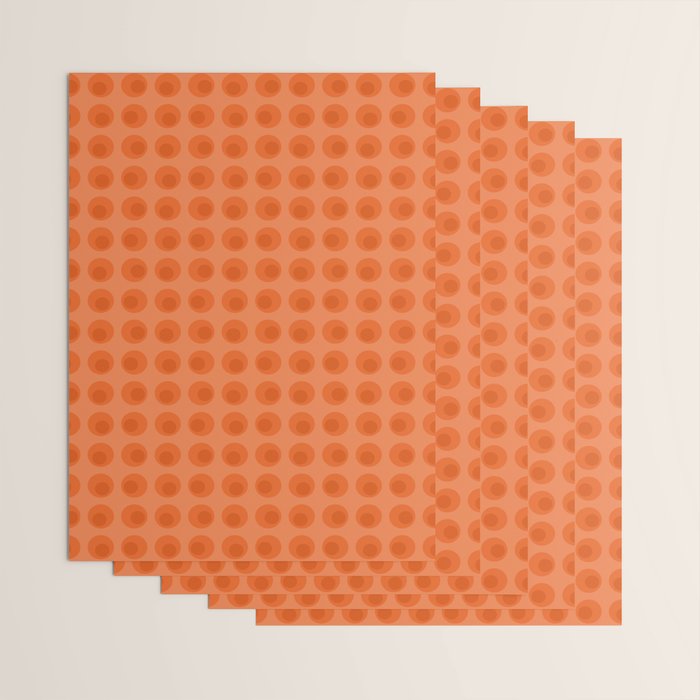 Orange 1970s Retro Inspired Polka Dot Pattern Wrapping Paper Gallery Image 3