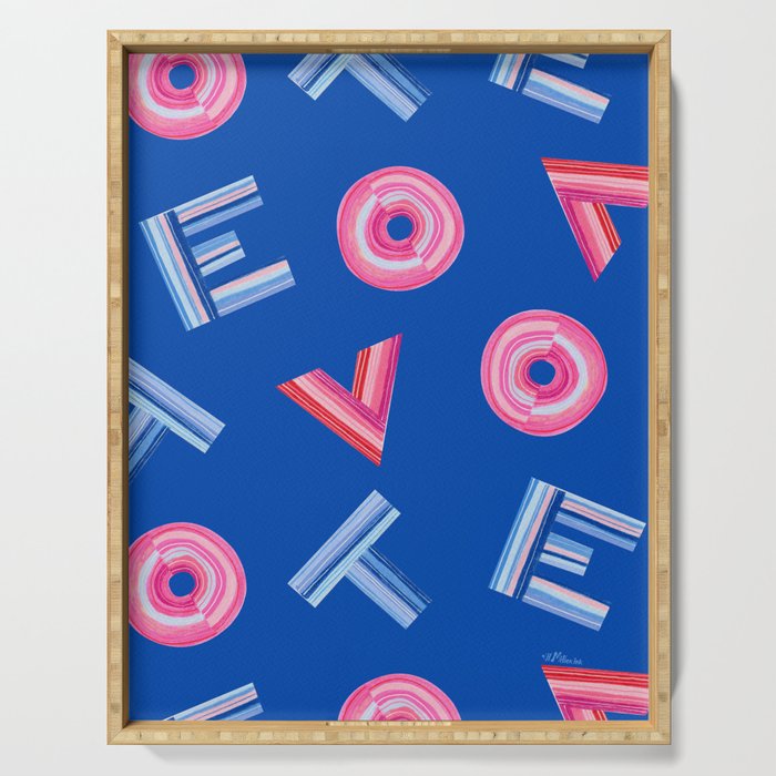 Cast Your Vote | Hand-Lettered Pattern in Blue Serving Tray Gallery Image 1