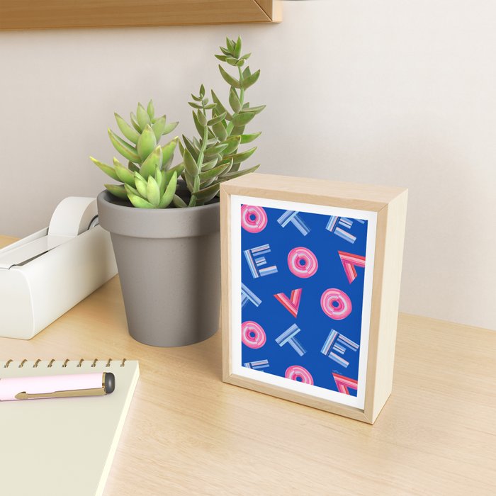 Cast Your Vote | Hand-Lettered Pattern in Blue Mini Art Print Gallery Image 2