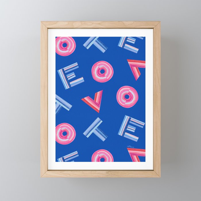 Cast Your Vote | Hand-Lettered Pattern in Blue Mini Art Print Gallery Image 1