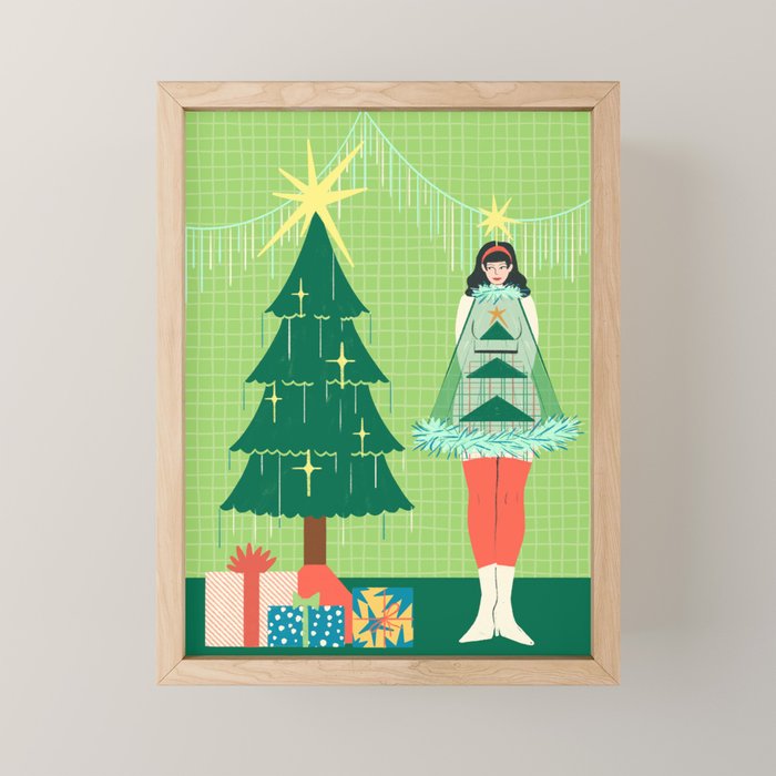 Retro Christmas Outfit Illustration Mini Art Print