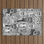 cryptid crowd black white Outdoor Rug Gallery Image 1