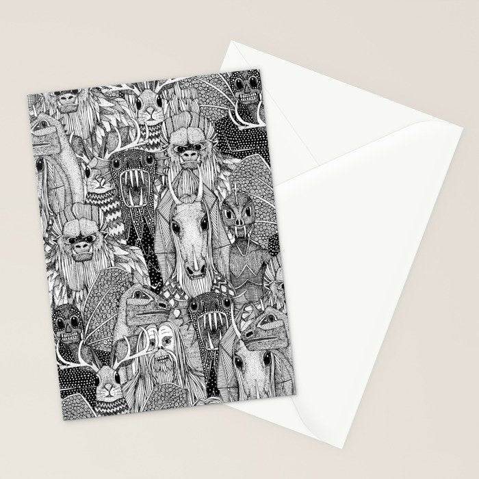cryptid crowd black white Stationery Card Gallery Image 2