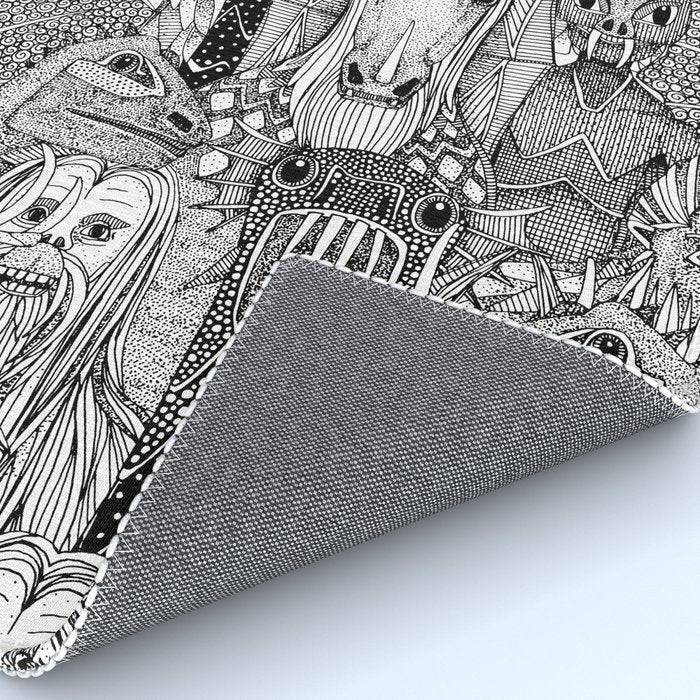 cryptid crowd black white Rug Gallery Image 4
