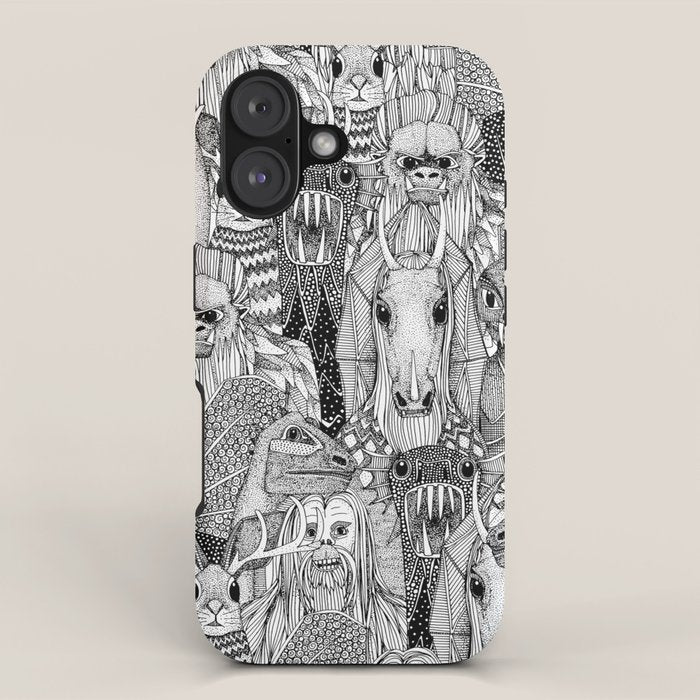 cryptid crowd black white iPhone Case Gallery Image 1
