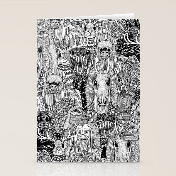cryptid crowd black white Stationery Card Gallery Image 2