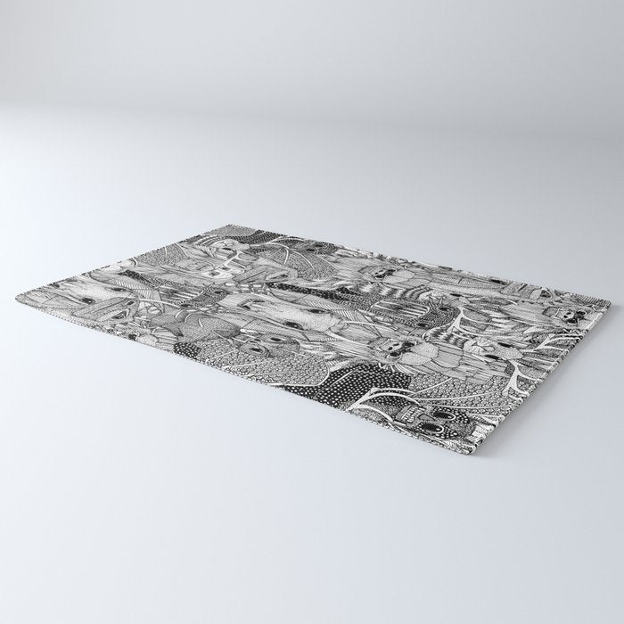 cryptid crowd black white Rug Gallery Image 3