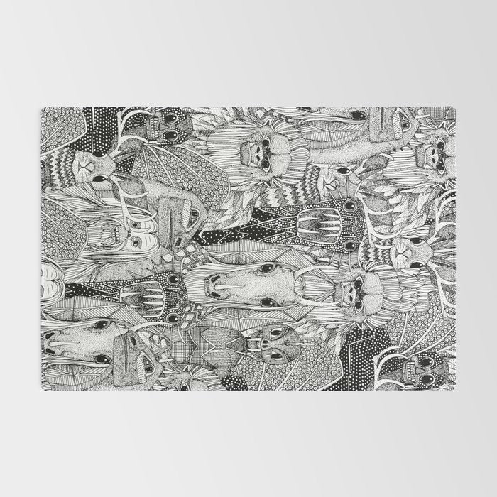 cryptid crowd black white Rug Gallery Image 2