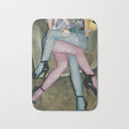 GIRLS PARTY TIME | digital collage art by Yana Potter | sparkle pantyhose | diamonds | love  Bath Mat Gallery Image 1