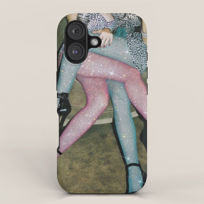GIRLS PARTY TIME | digital collage art by Yana Potter | sparkle pantyhose | diamonds | love  iPhone Case Gallery Image 1