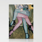 GIRLS PARTY TIME | digital collage art by Yana Potter | sparkle pantyhose | diamonds | love  Stationery Card Gallery Image 2