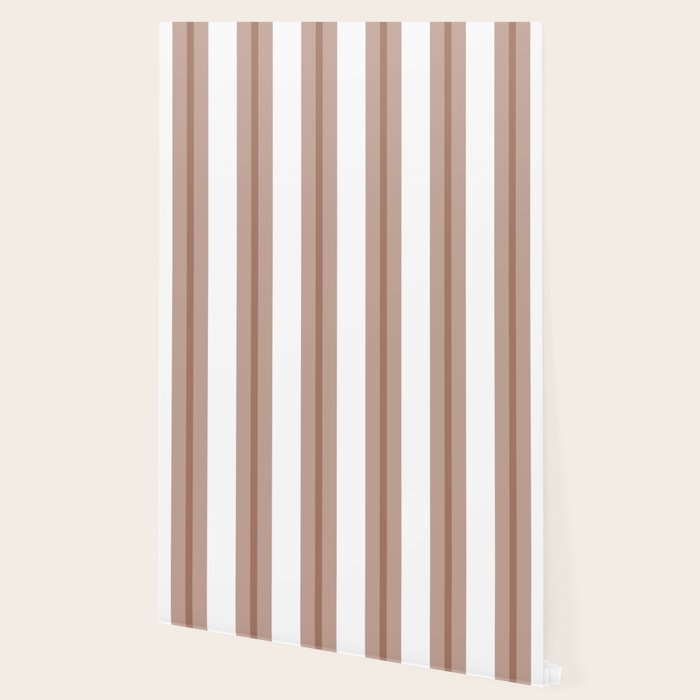 Mocha Double Stripes Brown and White Vertical Stripe Pattern Wallpaper Gallery Image 2