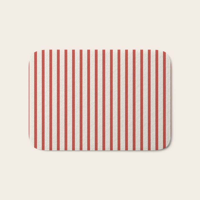 Red And Cream Striped Bath Mat Gallery Image 1