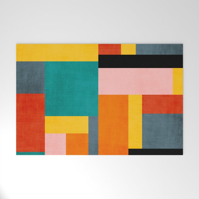 Colorful Geometric Modern Patchwork Design Welcome Mat Gallery Image 1