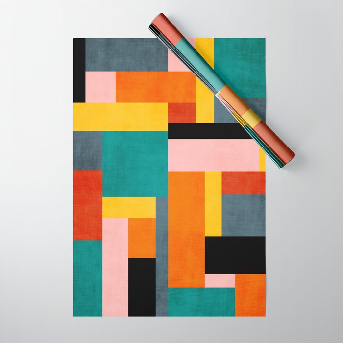 Colorful Geometric Modern Patchwork Design Wrapping Paper Gallery Image 1