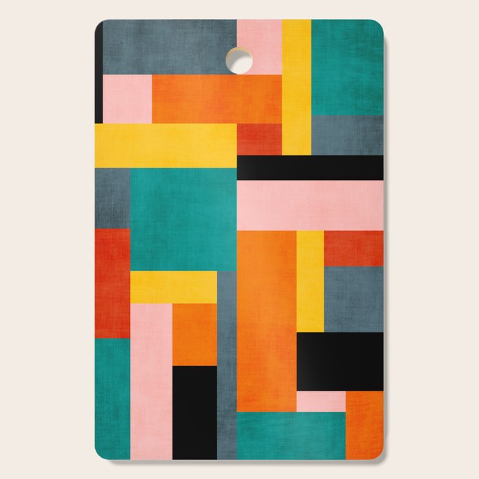 Colorful Geometric Modern Patchwork Design Cutting Board Gallery Image 1