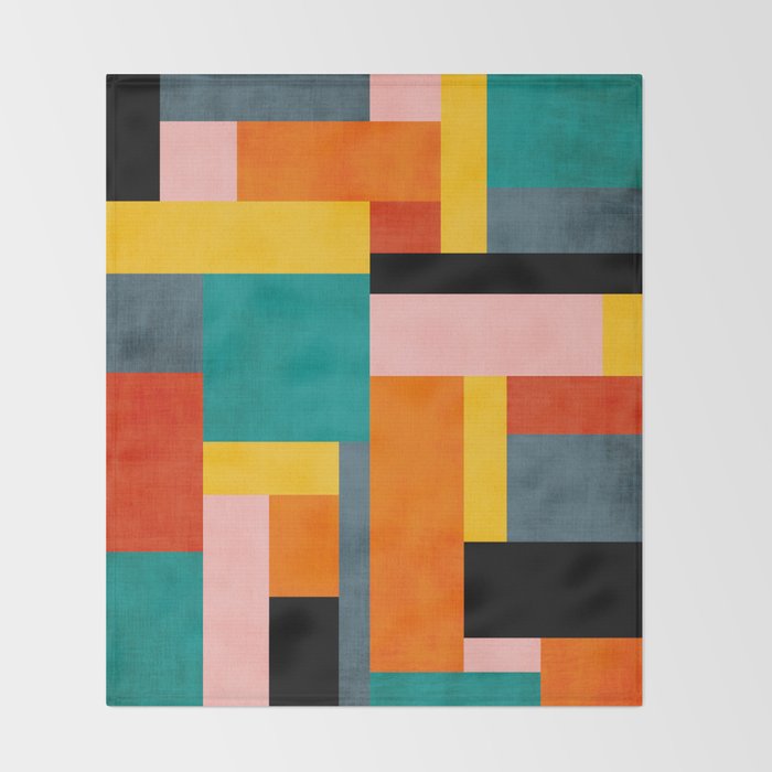 Colorful Geometric Modern Patchwork Design Throw Blanket Gallery Image 2