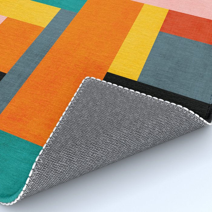 Colorful Geometric Modern Patchwork Design Rug Gallery Image 4