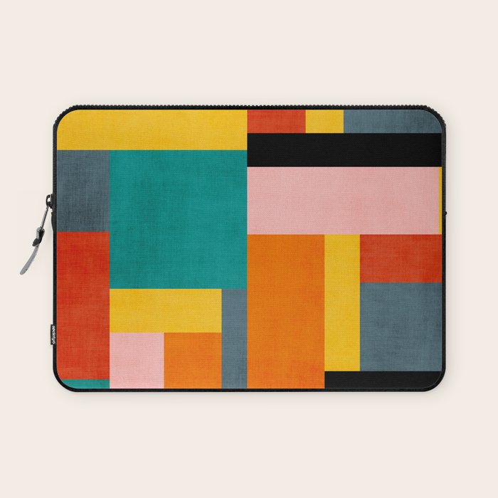 Colorful Geometric Modern Patchwork Design Laptop Sleeve Gallery Image 1