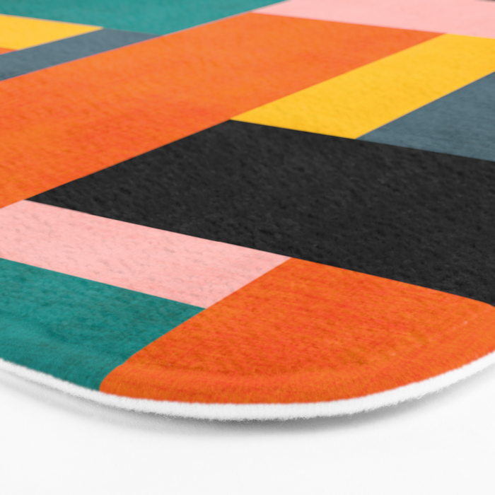Colorful Geometric Modern Patchwork Design Bath Mat Gallery Image 3