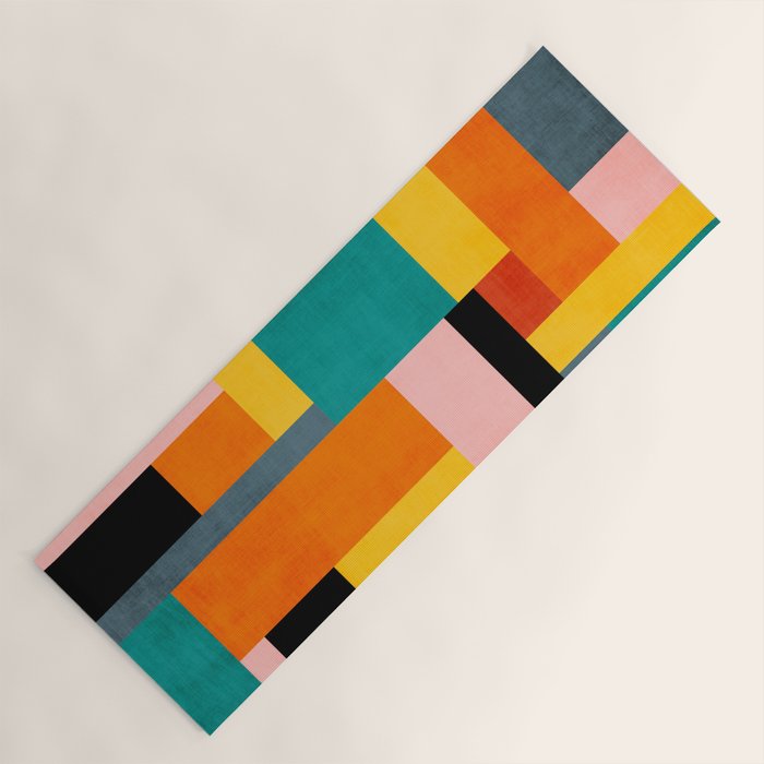 Colorful Geometric Modern Patchwork Design Yoga Mat Gallery Image 1