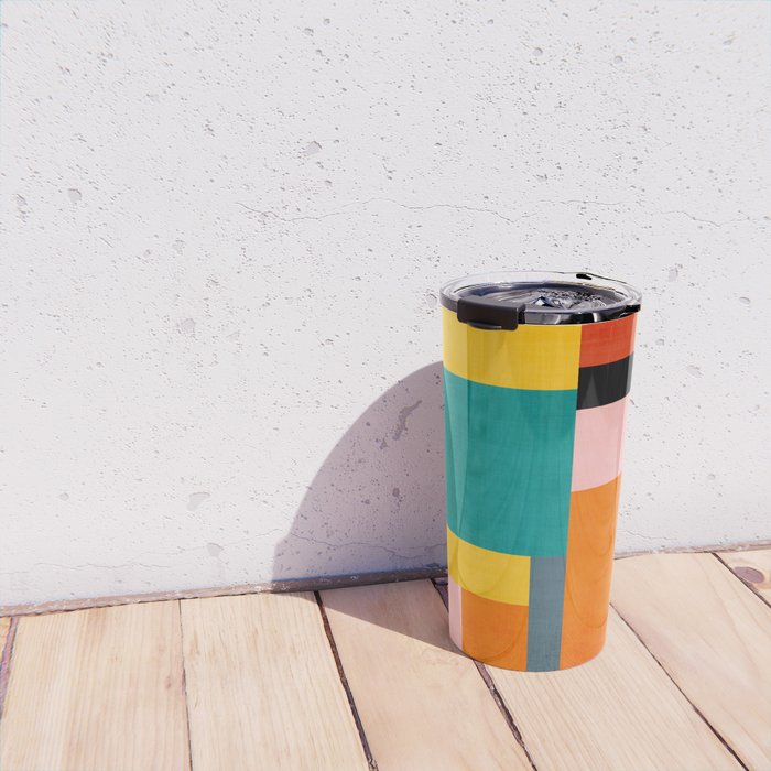 Colorful Geometric Modern Patchwork Design Travel Mug Gallery Image 4