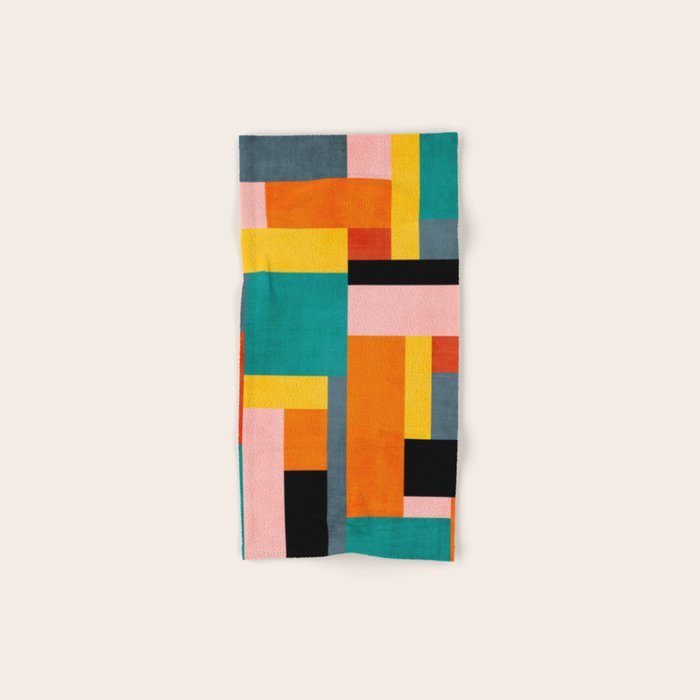 Colorful Geometric Modern Patchwork Design Bath Towel Gallery Image 1