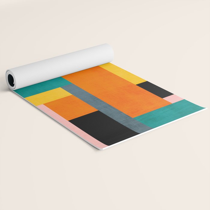 Colorful Geometric Modern Patchwork Design Yoga Mat Gallery Image 2