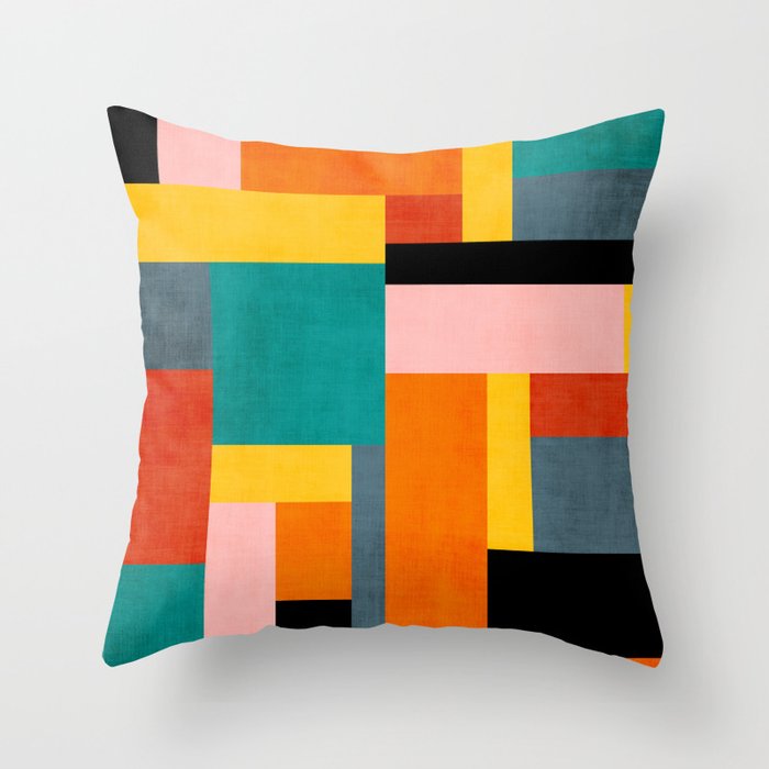 Colorful Geometric Modern Patchwork Design Throw Pillow Gallery Image 6