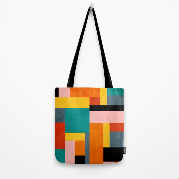 Colorful Geometric Modern Patchwork Design Tote Bag Gallery Image 2