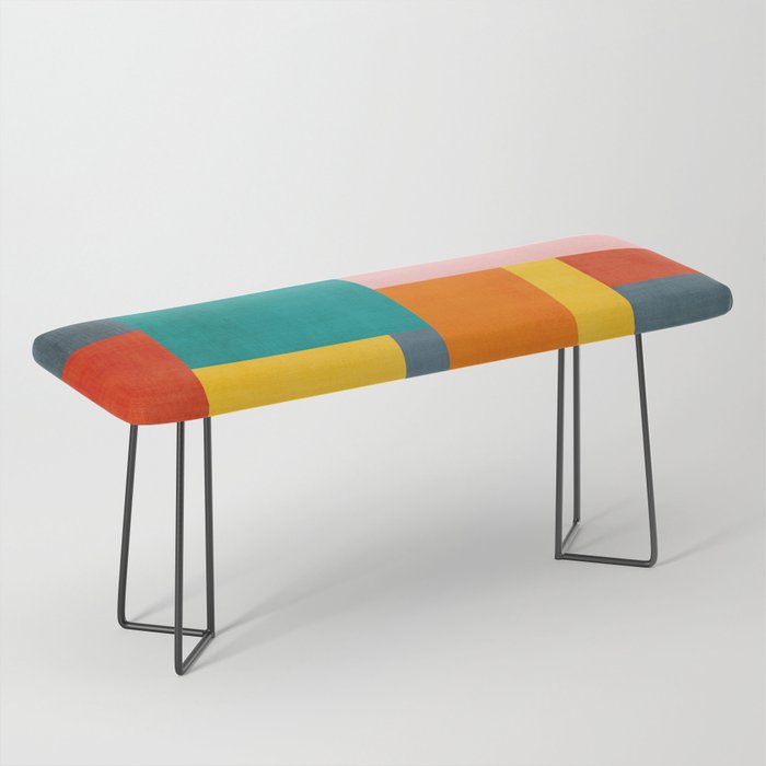 Colorful Geometric Modern Patchwork Design Bench Gallery Image 1