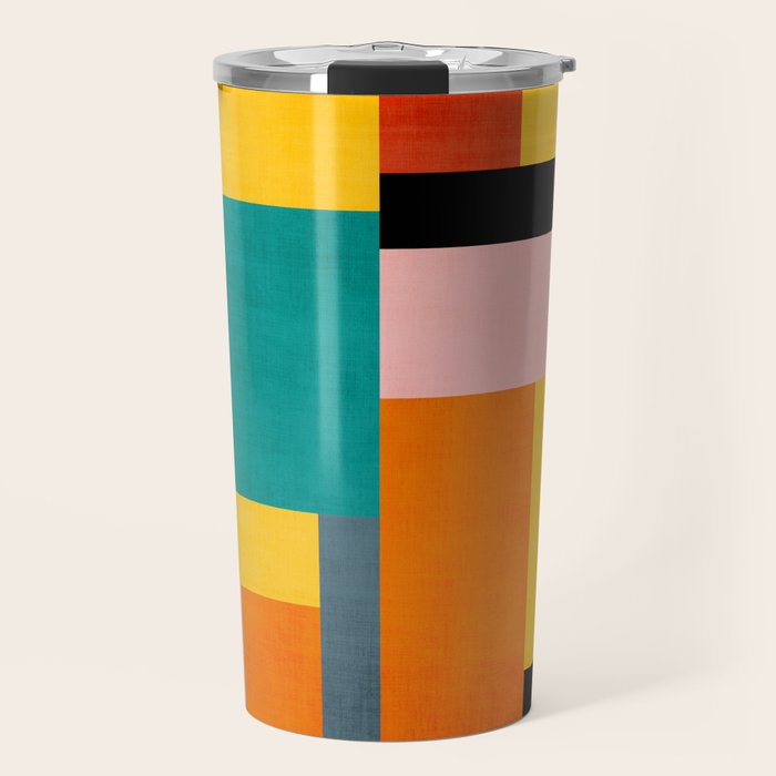 Colorful Geometric Modern Patchwork Design Travel Mug Gallery Image 1