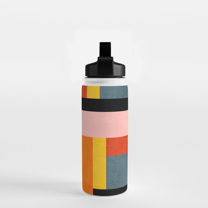 Colorful Geometric Modern Patchwork Design Water Bottle Gallery Image 2