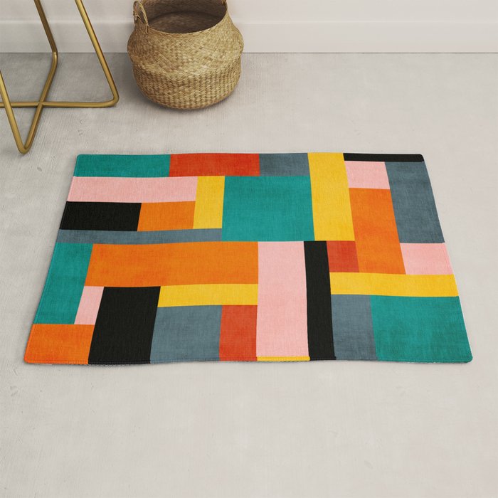 Colorful Geometric Modern Patchwork Design Rug Gallery Image 1